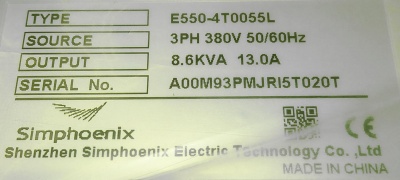   Simphoenix E550 5.5kW (380)