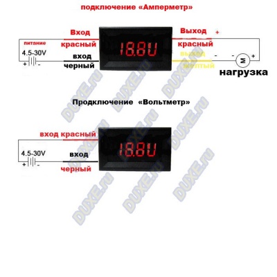 амперметр + вольтметр панель 0-10А 4-30в